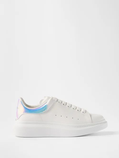 Exaggerated-sole Leather Trainers - Mens - White