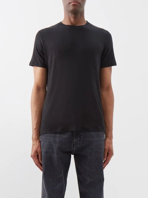 Leon Linen-jersey T-shirt - Mens - Black