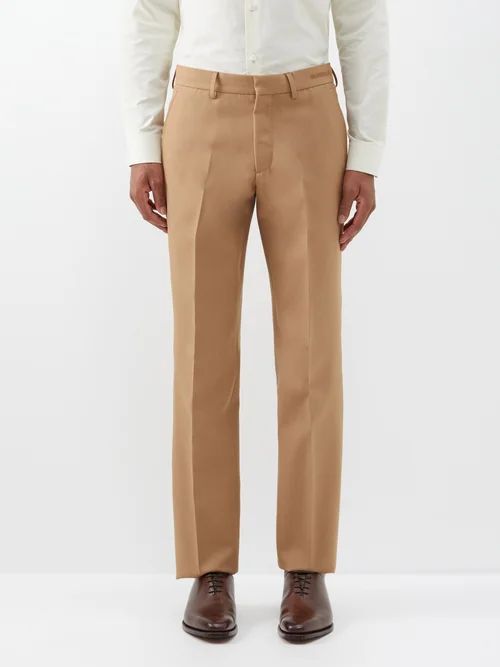 Pleated Wool-blend Suit Trousers - Mens - Camel