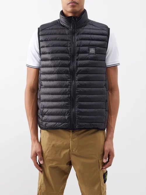 Logo-patch Quilted-down Gilet - Mens - Black