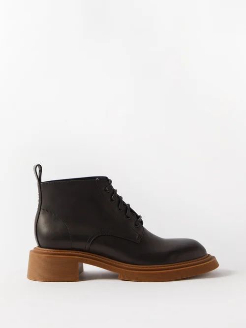 Leather Combat Boots - Mens - Black