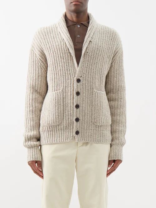 Orkney Shawl-collar Wool-blend Cardigan - Mens - Beige