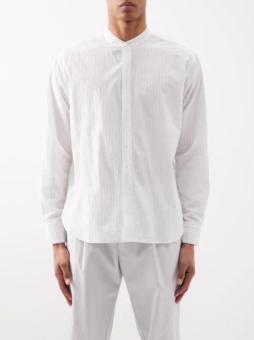 Dekker Pinstriped-cotton Shirt - Mens - White