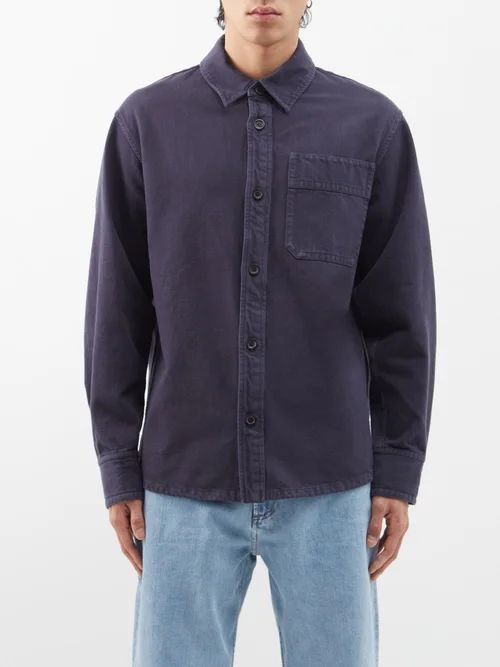 Basile Flap-pocket Cotton-twill Overshirt - Mens - Navy