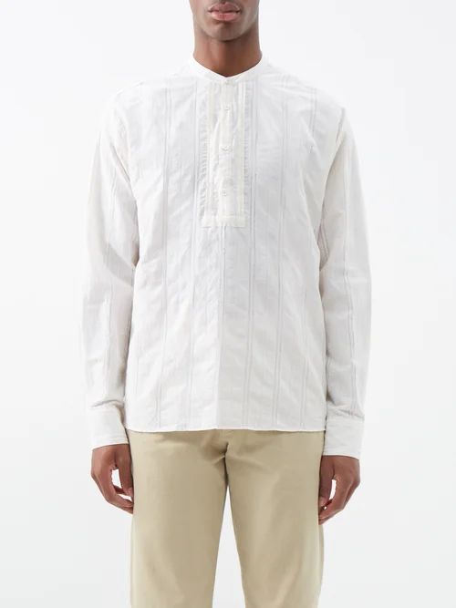 Hemlock Cotton-voile Collarless Shirt - Mens - White