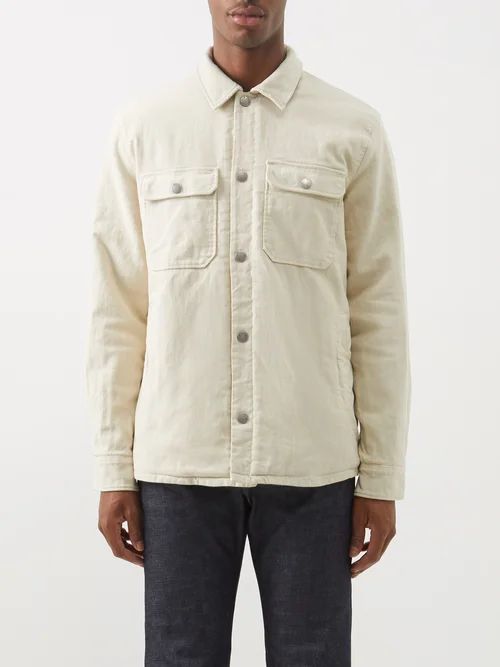 Alex Patch-pocket Padded Cotton-corduroy Overshirt - Mens - Cream