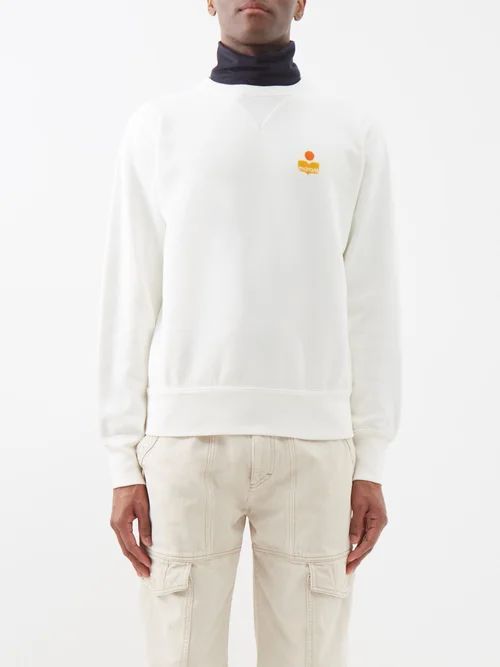 Mike Flocked-logo Cotton-blend Sweatshirt - Mens - White