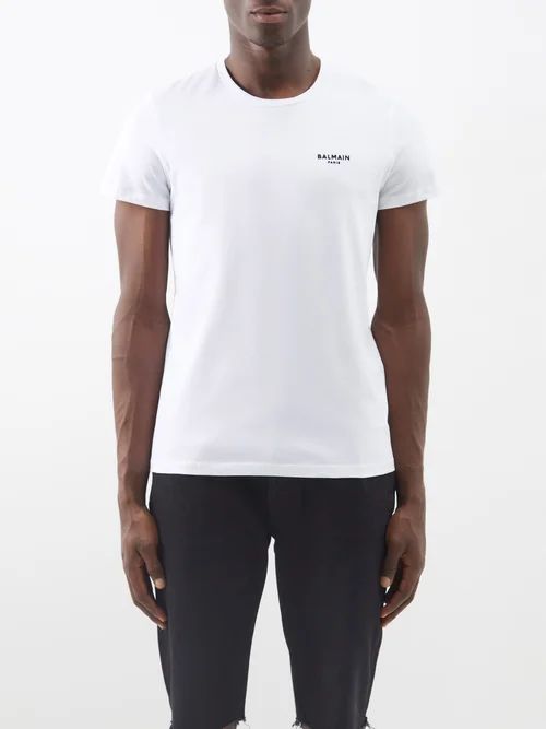 Flogged-logo Cotton-jersey T-shirt - Mens - White Black