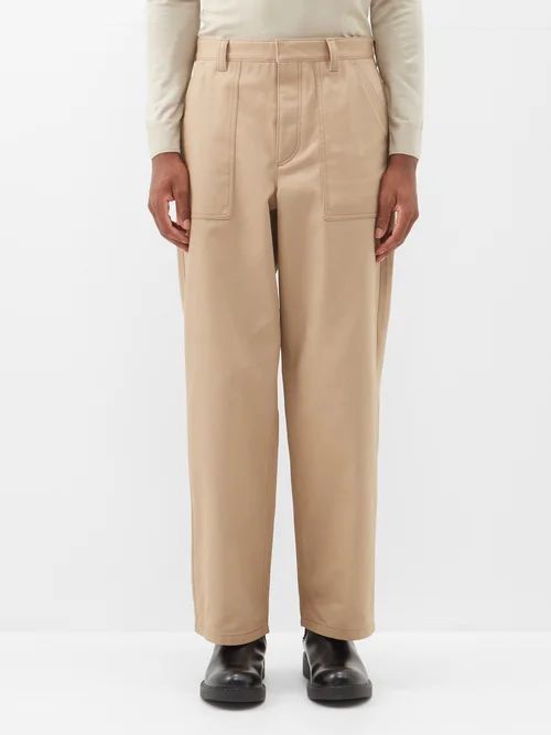 Triangle-logo Cotton-twill Trousers - Mens - Light Brown