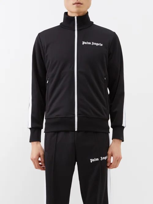 Logo-print Jersey Track Jacket - Mens - Black White
