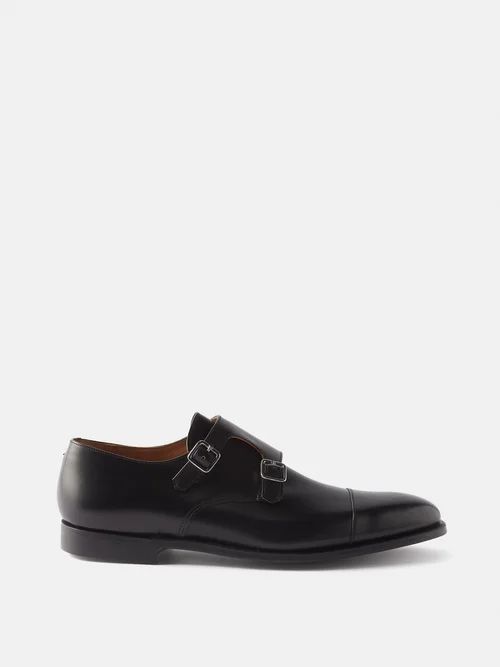 Lowndes Monk-strap Leather Shoes - Mens - Black
