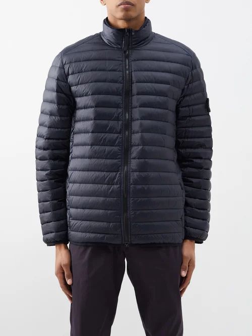 Logo-patch Packable Quilted-down Jacket - Mens - Navy