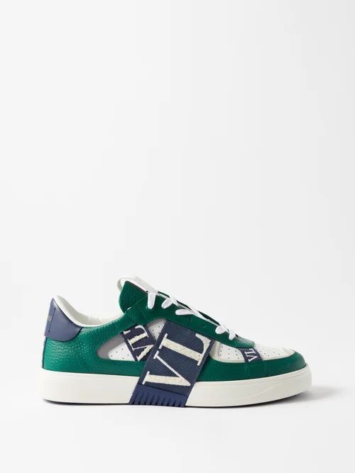 Vl7n Leather Trainers - Mens - Blue Green White