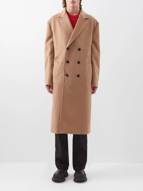 Double-breasted Camel-wool Overcoat - Mens - Camel