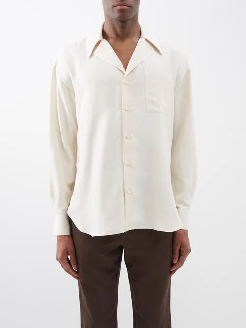 Giovanni Cuban-collar Silk Shirt - Mens - White