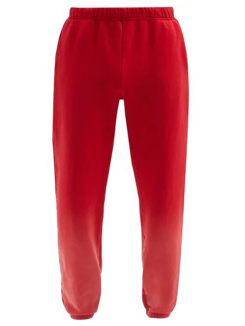 Ombré Brushed-back Cotton Track Pants - Mens - Red