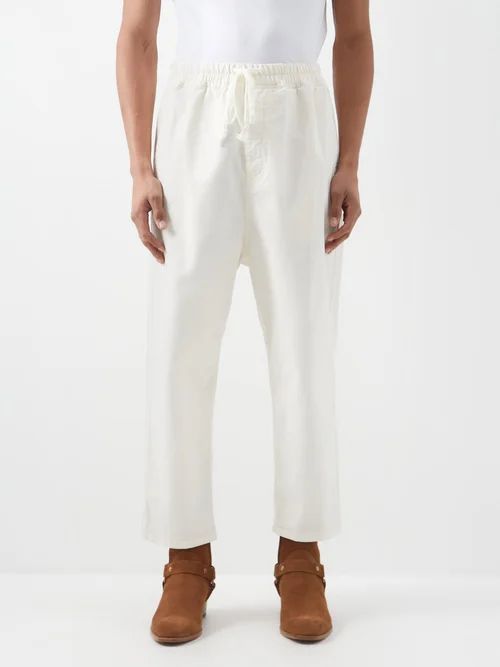 Walker Cropped Drawstring-waist Cotton Trousers - Mens - White