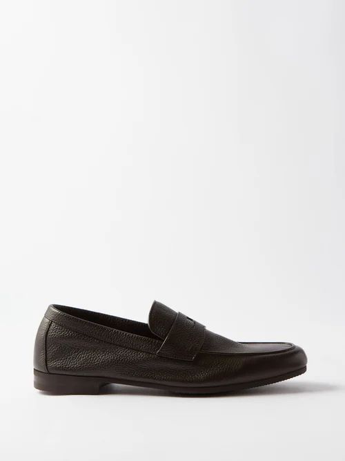 Thorne Penny-strap Leather Loafers - Mens - Dark Brown