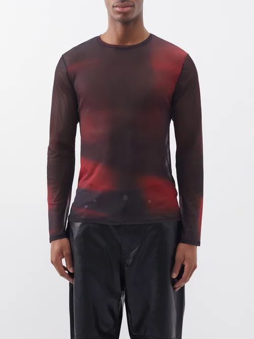 Regular Printed-jersey Long-sleeved T-shirt - Mens - Red Multi