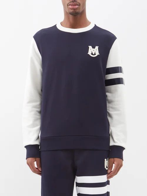 Logo-embroidered Fleece-jersey Sweatshirt - Mens - Navy Multi