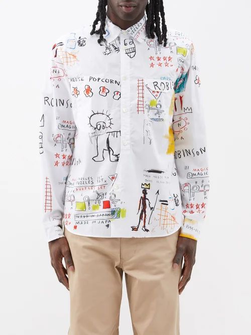 Basquiat-print Cotton Shirt - Mens - White Multi
