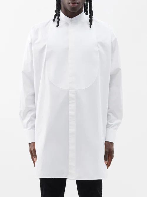Bib-panel Cotton-blend Shirt - Mens - White