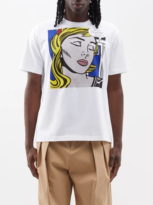 Pop Art-print Cotton-jersey T-shirt - Mens - White Multi