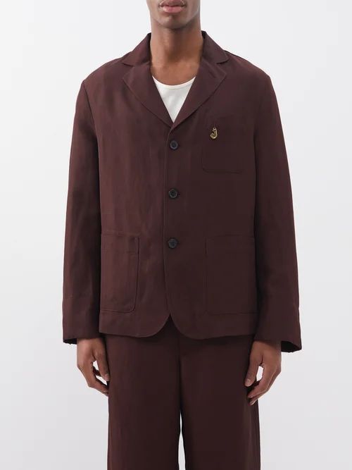 Meio Unlined Twill Suit Jacket - Mens - Dark Brown