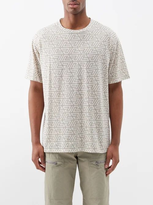 Monogram-print Cotton T-shirt - Mens - Beige Multi