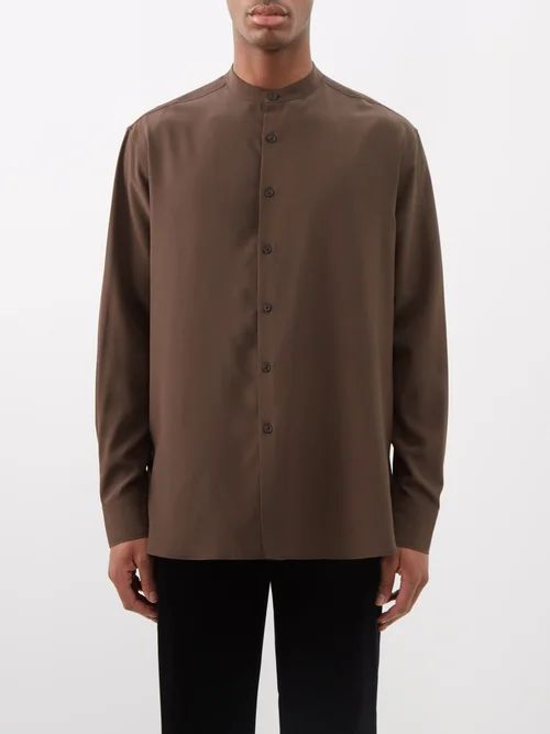Maxcence Silk-twill Shirt - Mens - Brown