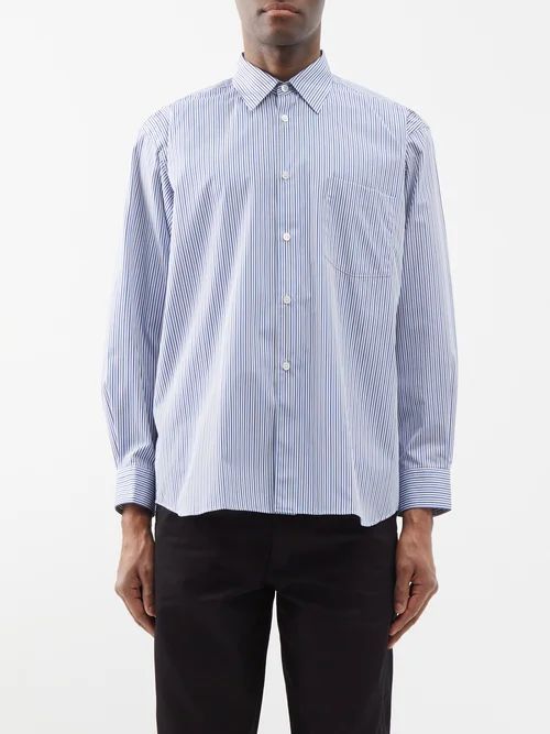 Striped Cotton-poplin Shirt - Mens - Blue White