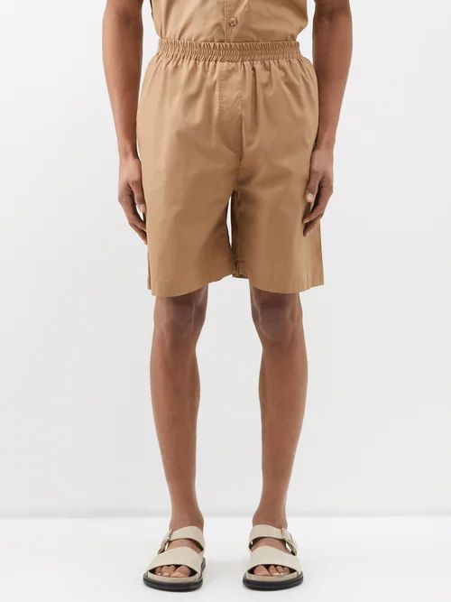 Cotton-poplin Shorts - Mens - Sand