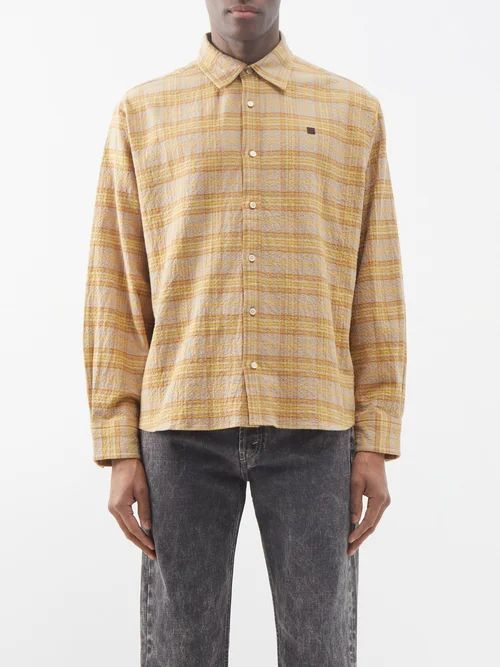 Sarlie Check Cotton-blend Shirt - Mens - Yellow Multi