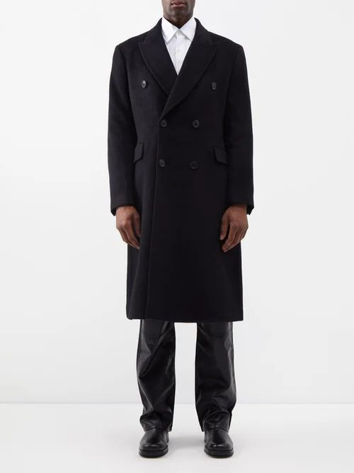 Whale Double-breasted Mohair-blend Coat - Mens - Black