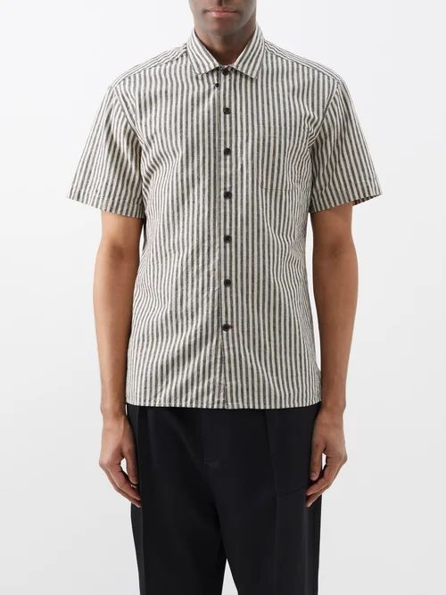 Riviera Striped Linen-blend Shirt - Mens - Cream Stripe