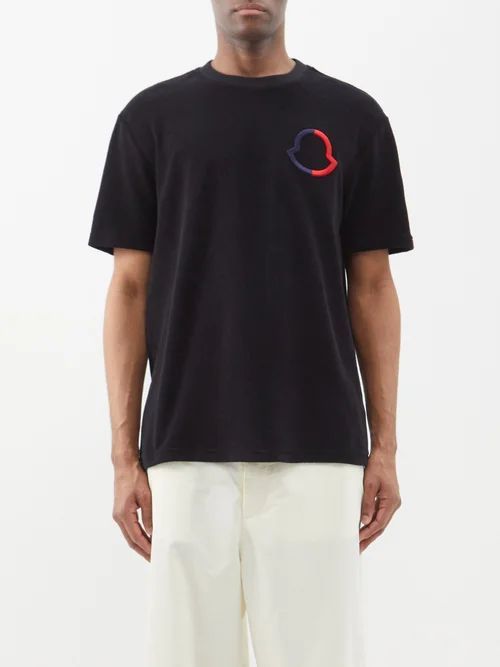 Embroidered-logo Cotton-terry T-shirt - Mens - Black