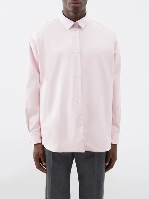 Reversible Anagram-embroidered Poplin Shirt - Mens - Light Pink Multi