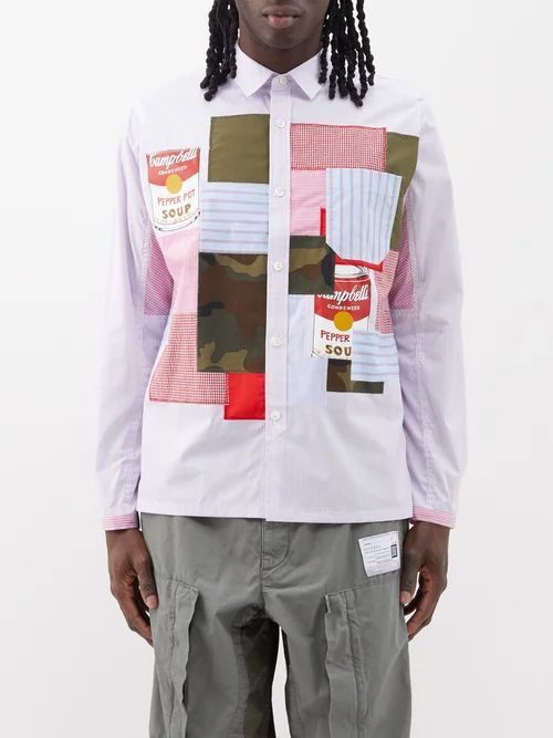 Campbell Soup Cans Patchwork Cotton-poplin Shirt - Mens - Pink Multi