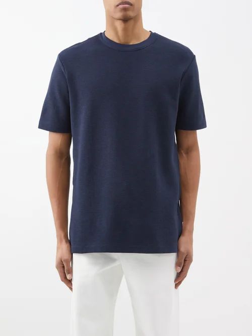 Nicolas Cotton-blend T-shirt - Mens - Dark Blue