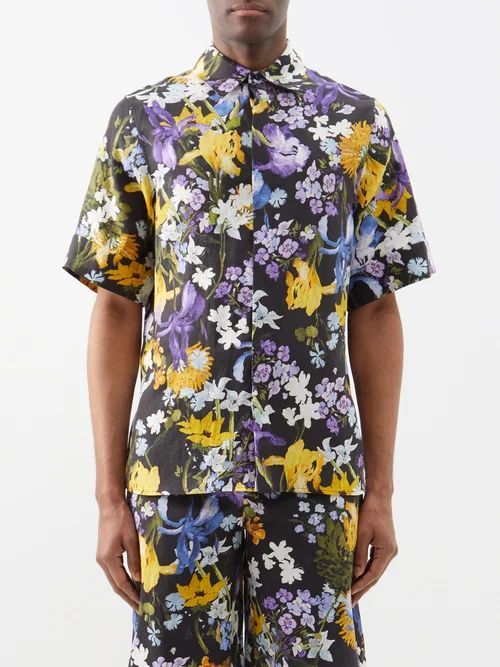 Felipe Floral-print Linen Shirt - Mens - Multi