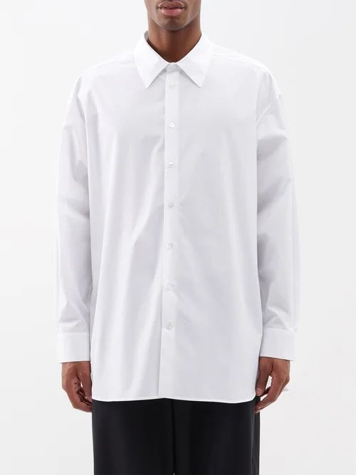 Lukre Cotton-poplin Tunic Shirt - Mens - White