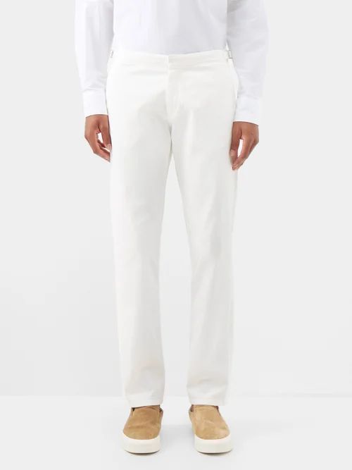 Fallon Cotton-blend Chino Trousers - Mens - White