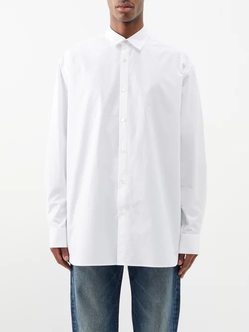Rock Cotton-poplin Oversized Shirt - Mens - White