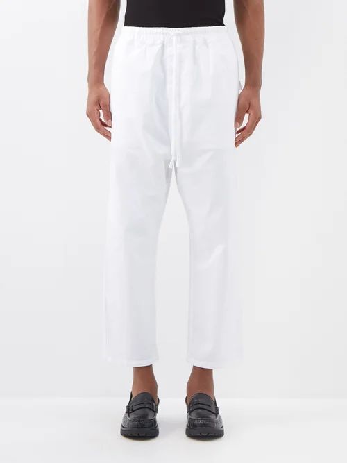 Walker Cotton-blend Straight-leg Trousers - Mens - White