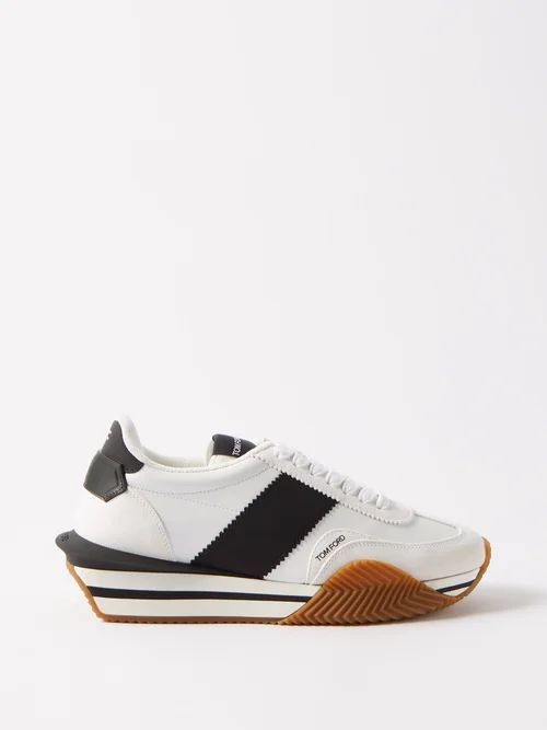 James Raised-sole Recycled-upper Trainers - Mens - White Black