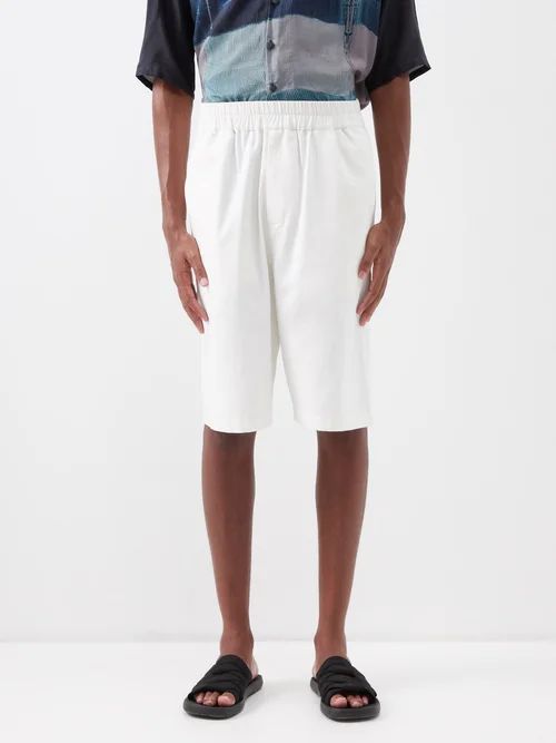 Lanzo Elasticated-waist Cotton-twill Shorts - Mens - White