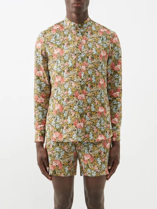 Julian Floral-print Linen Shirt - Mens - Multi