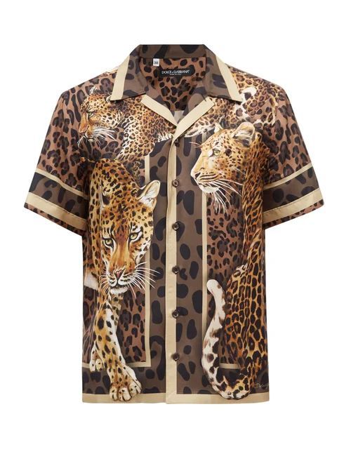 Leopard-print Silk-twill Shirt - Mens - Multi
