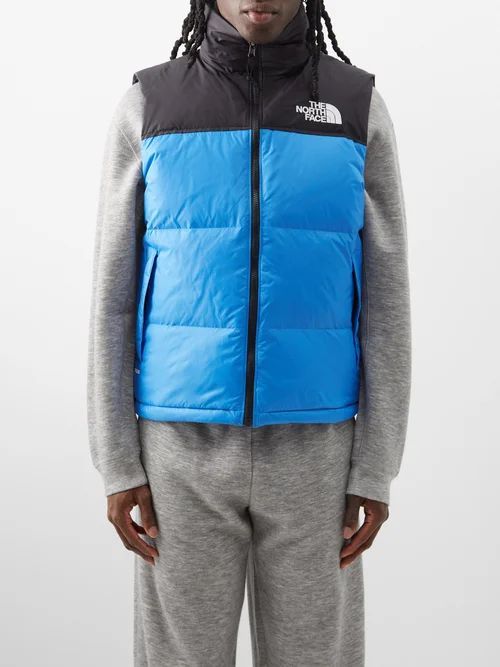 1996 Retro Nuptse Quilted Down Gilet - Mens - Blue
