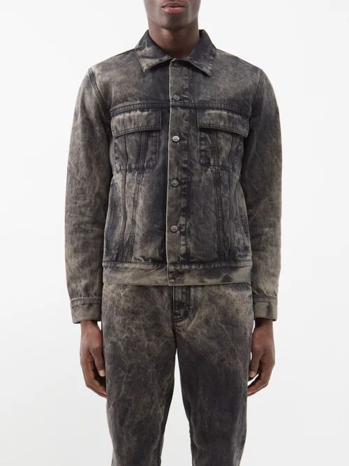 Acid-wash Denim Jacket - Mens - Black Beige
